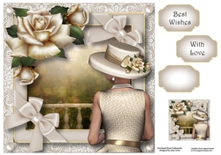 Pearls & Bows - Ivory Rose 8x8