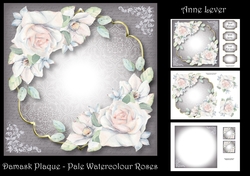 Damask Plaque - Pale Watercolour Roses