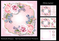 Damask Plaque - Spring Watercolour Roses 