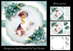 Gorgeous Jack Russell & Teal Roses
