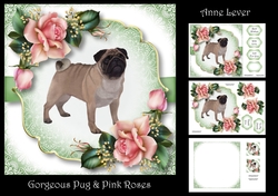 Gorgeous Pug & Pink Roses