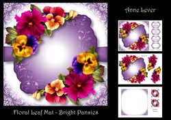 Floral Leaf Mat - Bright Pansies