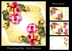 Floral Leaf Mat - Pink Pansies