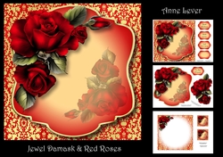 Jewel Damask & Red Roses