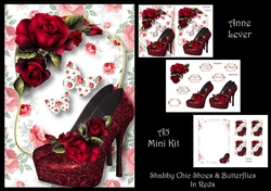 Shabby Chic Shoes & Butterflies In Reds