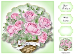 Beautiful Basket Of Pink Roses 8x8