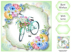 Gorgeous Floral Bicycle - Spring Flowers 8x8