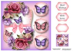 Butterfly Trio - Belle Roses 8x8