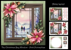 The Christmas Bay Window - Pink Poinsettias