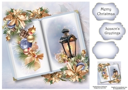 Open Book Christmas - Vintage Lantern 8x8