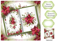 Open Book Christmas - Scarlet Poinsettias 8x8