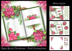 Open Book Christmas - Pink Poinsettias