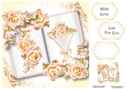 Open Book Flowers - Pink & Gold 8x8