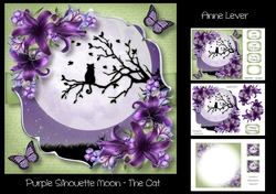Purple Silhouette Moon - The Cat