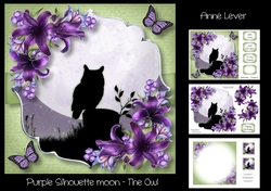 Purple Silhouette Moon - The Owl