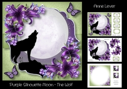 Purple Silhouette Moon - The Wolf