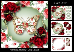 Floral Butterfly - Red Roses