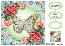 Floral Butterfly - Downton Roses 8x8