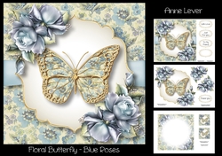 Floral Butterfly - Blue Roses