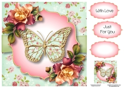 Floral Butterfly - Blush Roses 8x8