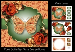 Floral Butterfly - Flame Orange Roses