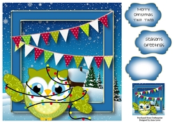 Christmas Owl - Tangled Lights 8x8