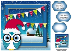 Christmas Owl - Santa Hat 8x8