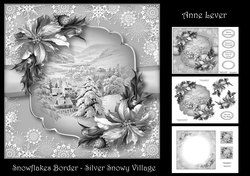 Snowflakes Border - Silver Snowy Village