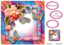 Art Nouveau Bright & Butterflies - Peach Rose 8x8