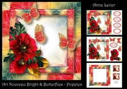 Art Nouveau Bright & Butterflies - Poppies