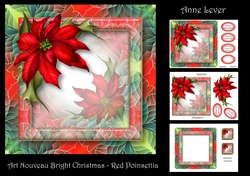 Art Nouveau Bright Christmas - Red Poinsettias