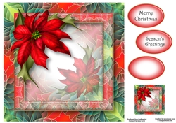Art Nouveau Bright Christmas - Red Poinsettias 8x8