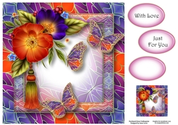 Art Nouveau Bright & Butterflies - Wild Roses 8x8
