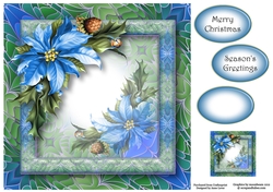 Art Nouveau Bright Christmas - Blue Poinsettias 8x8
