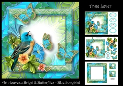 Art Nouveau Bright & Butterflies - Blue Songbird