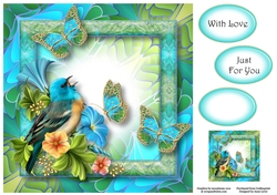 Art Nouveau Bright & Butterflies - Blue Songbird 8x8
