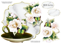 White Begonias - Teacup & Saucer