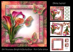 Art Nouveau Bright & Butterflies - Hot Calla Lilies