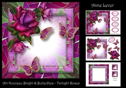 Art Nouveau Bright & Butterflies - Twilight Roses