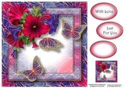 Art Nouveau Bright & Butterflies - Petunias 8x8