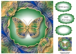 Art Nouveau Butterflies 3 8x8