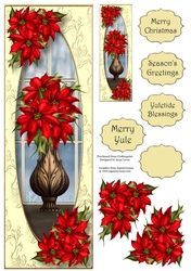 Lge DL A Vase Of Red Poinsettias