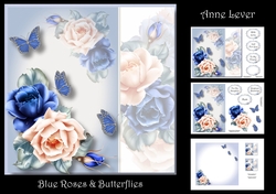 Blue Roses & Butterflies
