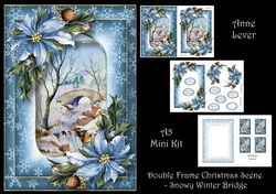 Double Frame Christmas Scene - Snowy Winter Bridge