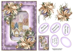 Double Frame Christmas Scene - The Christmas Church A5