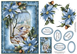 Double Frame Christmas Scene - Snowy Winter Bridge A5