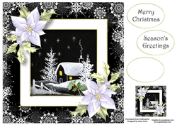 Monochrome Cosy Christmas Cottage 8x8