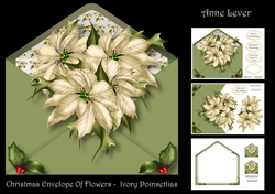 Christmas Envelope Of Flowers - Ivory Poinsettias