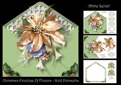 Christmas Envelope Of Flowers - Gold Poinsettia