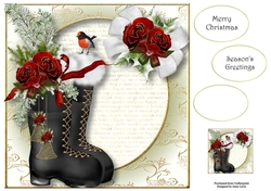 Santas Boots With Roses 8x8